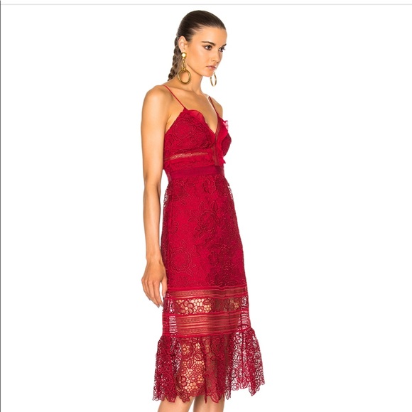 Self Portrait Raspberry Red Dress Size 8 Like New - Picture 3 of 5